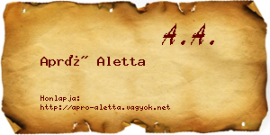 Apró Aletta névjegykártya